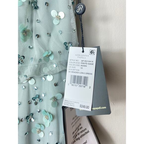 NWT ADRIANNA PAPELL DRESS GREEN MOTHER OF THE BRIDE BRIDESMAID EVENING FORMAL - Picture 4 of 16